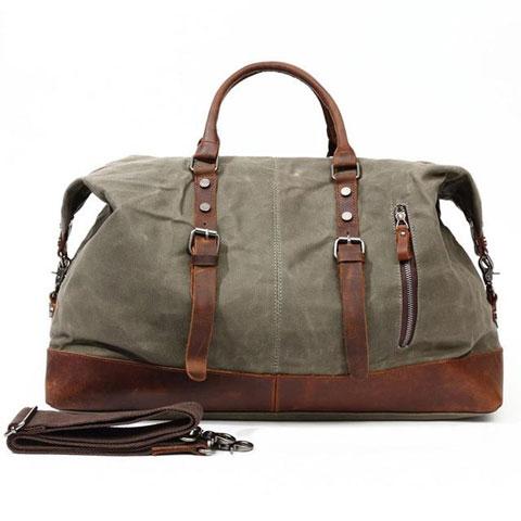 Vintage Leather Travel Duffle Bag for Weekend Trips