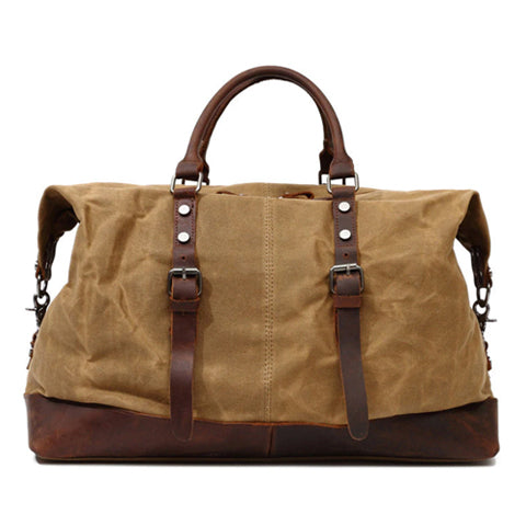 Vintage Leather Travel Duffle Bag for Weekend Trips