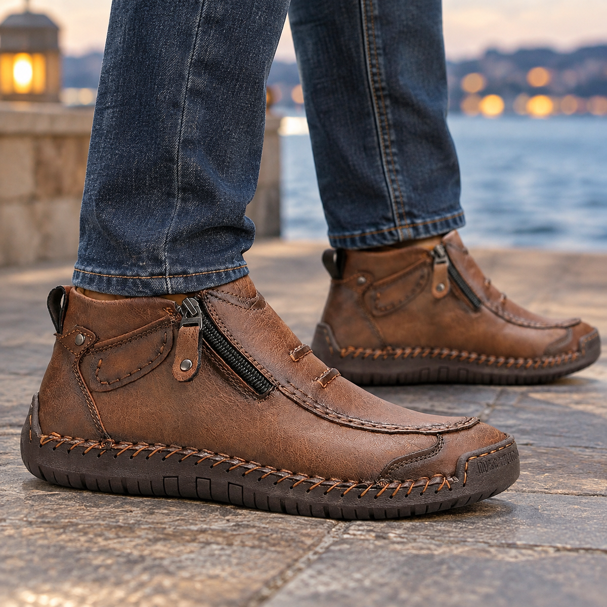 Pair of men's ankle boots with convenient side zippers