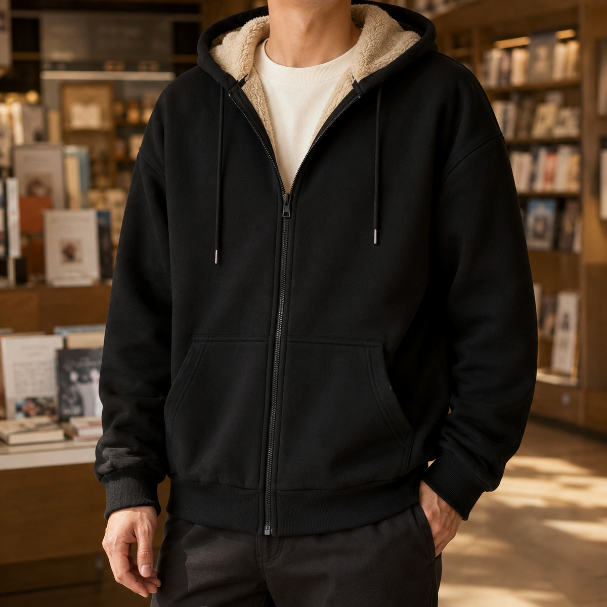 Men's Sherpa-Lined Zip Hoodie