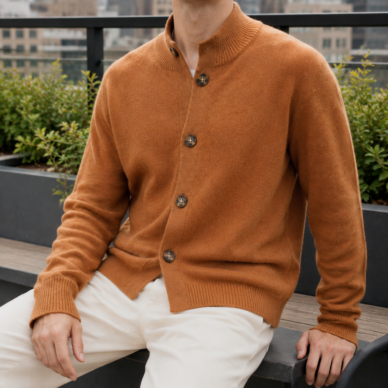Men's Cashmere Blend Button-Front Sweater