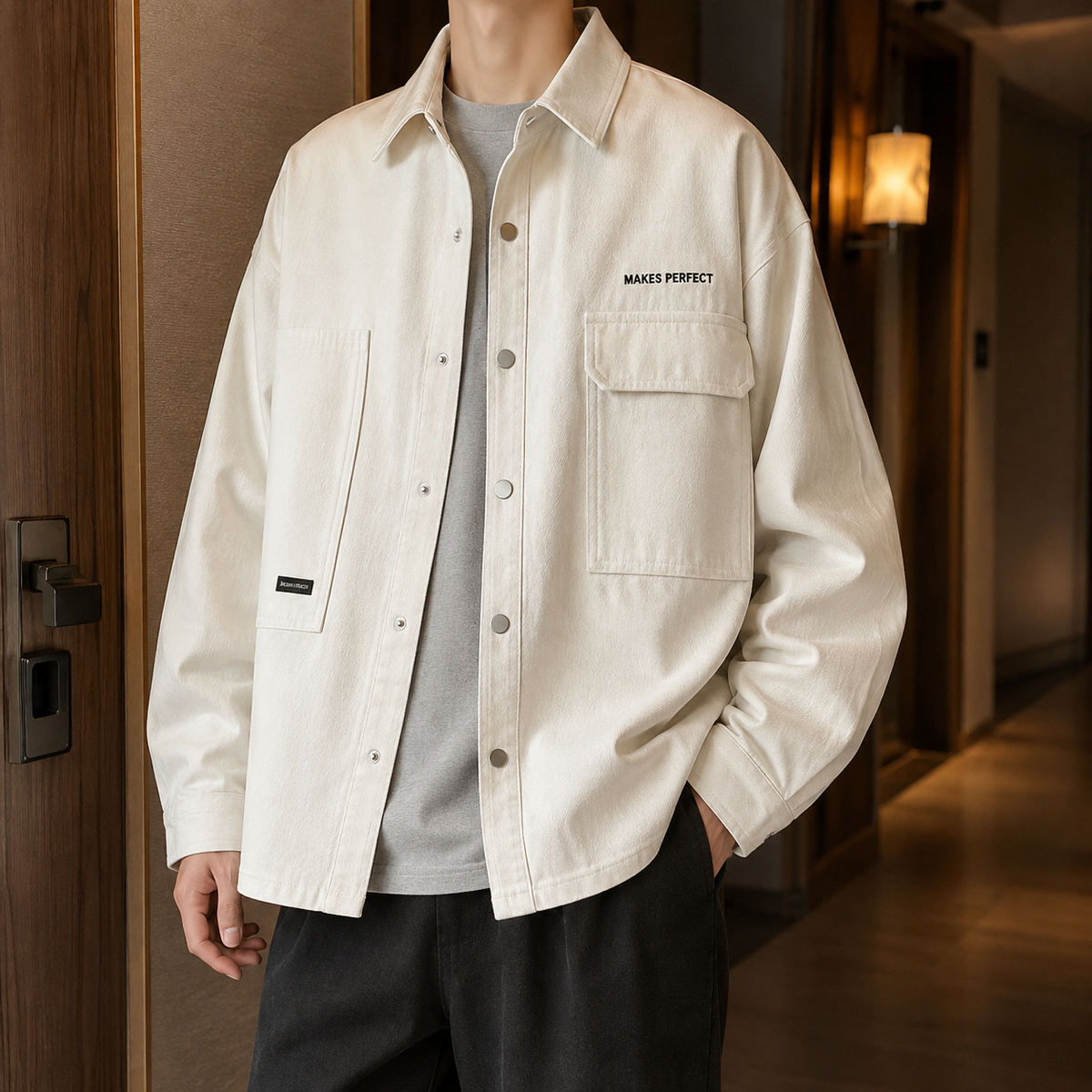 Men's utility jacket shown from the front with a practical workwear design