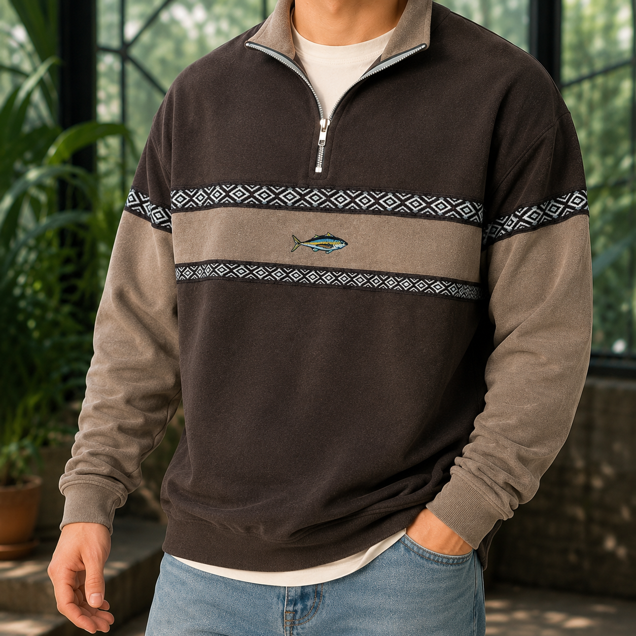Men's Quarter-Zip Knit Sweater