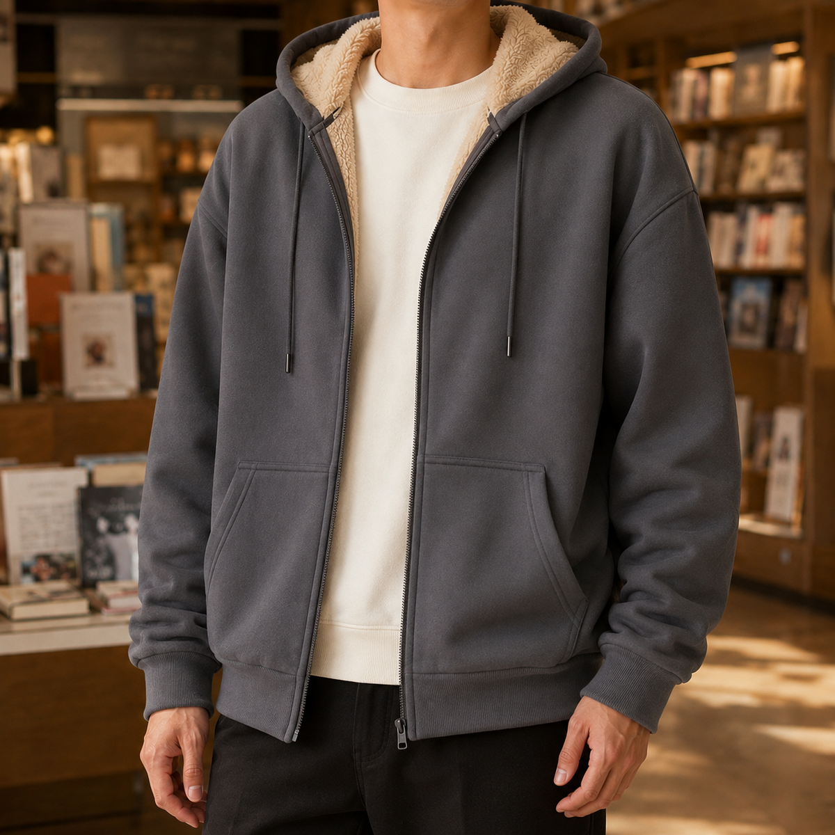 Men's Sherpa-Lined Zip Hoodie