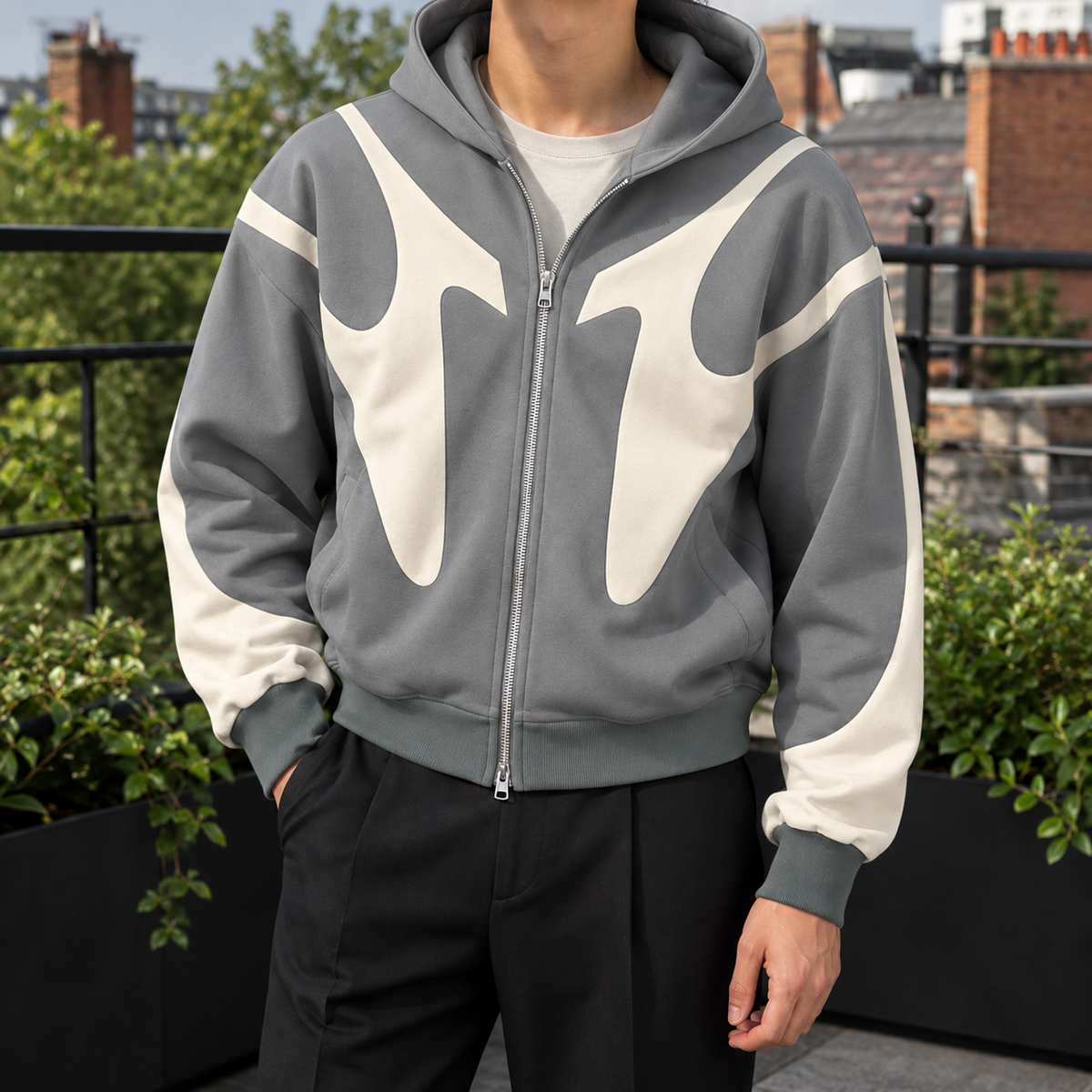 Men's Contrast Zip Hoodie