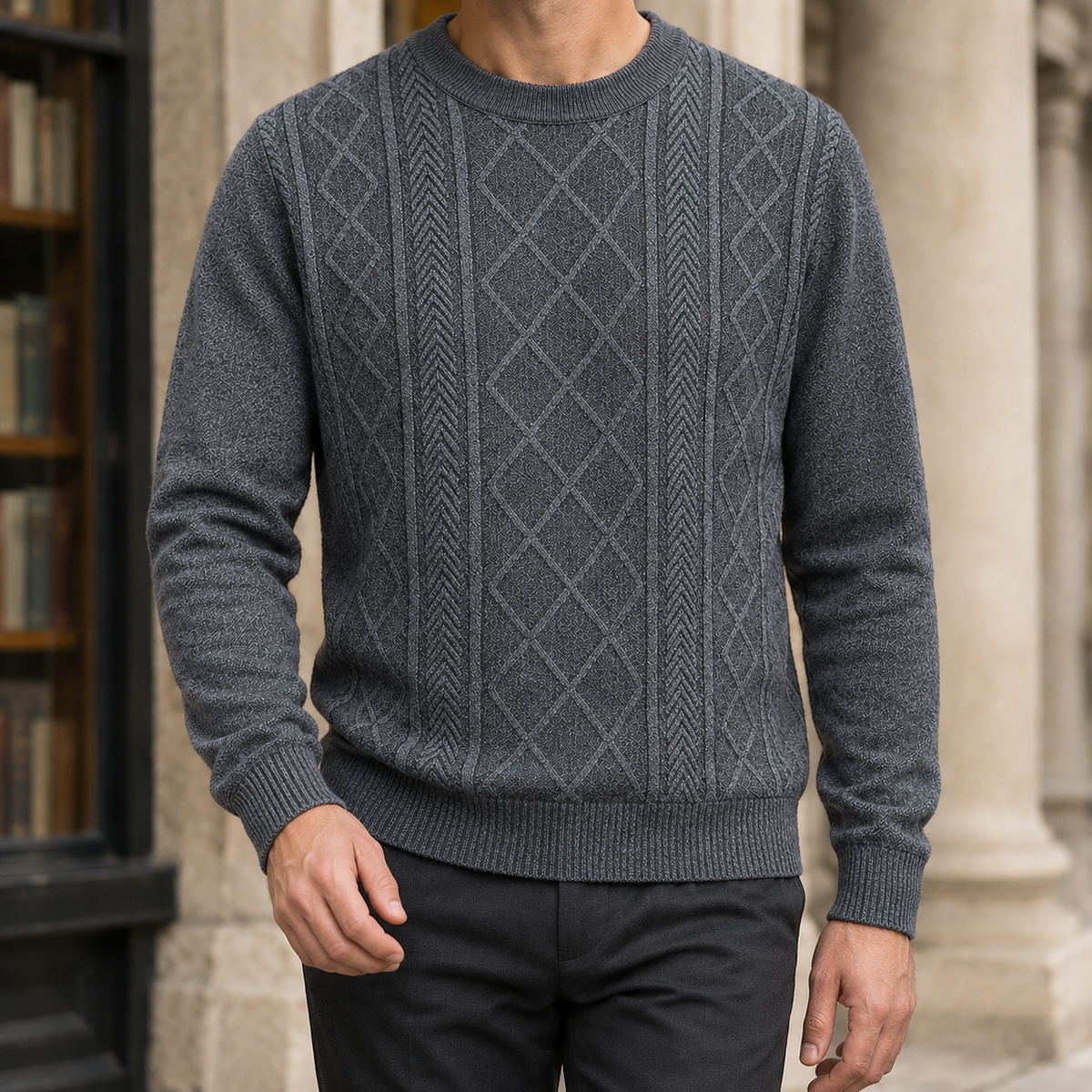 Men's Textured Crew-Neck Sweater