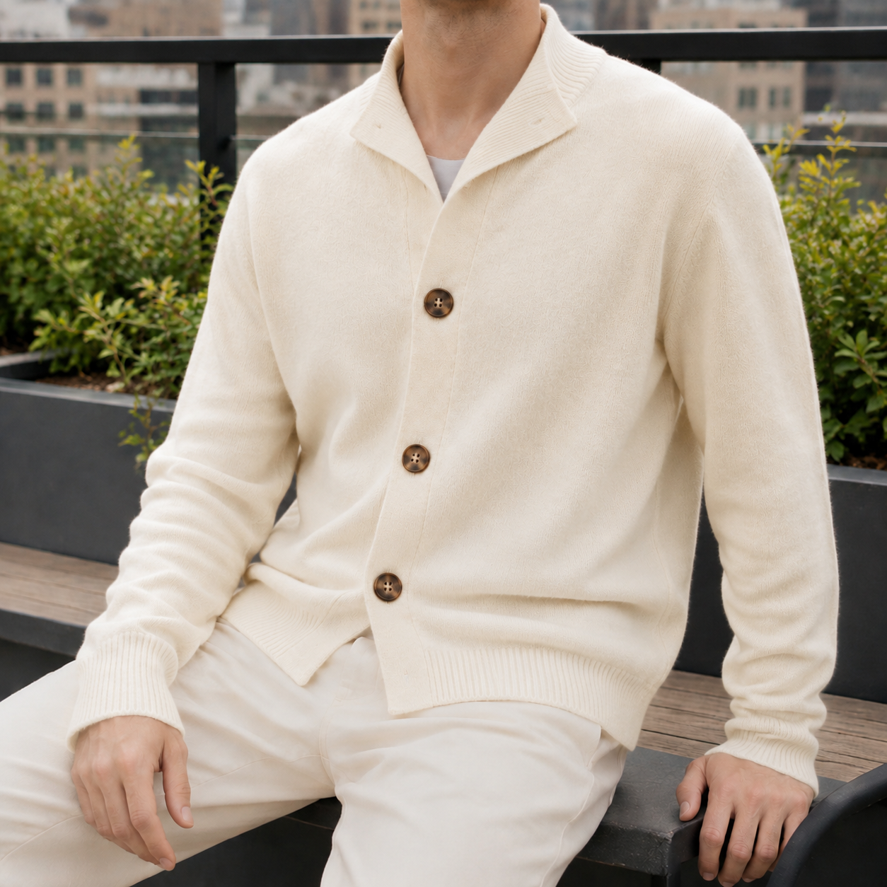 Men's Cashmere Blend Button-Front Sweater