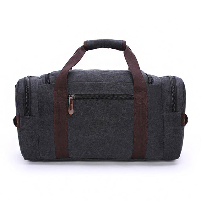 Large carryall canvas bag styled for commuting, business travel, and weekend getaways