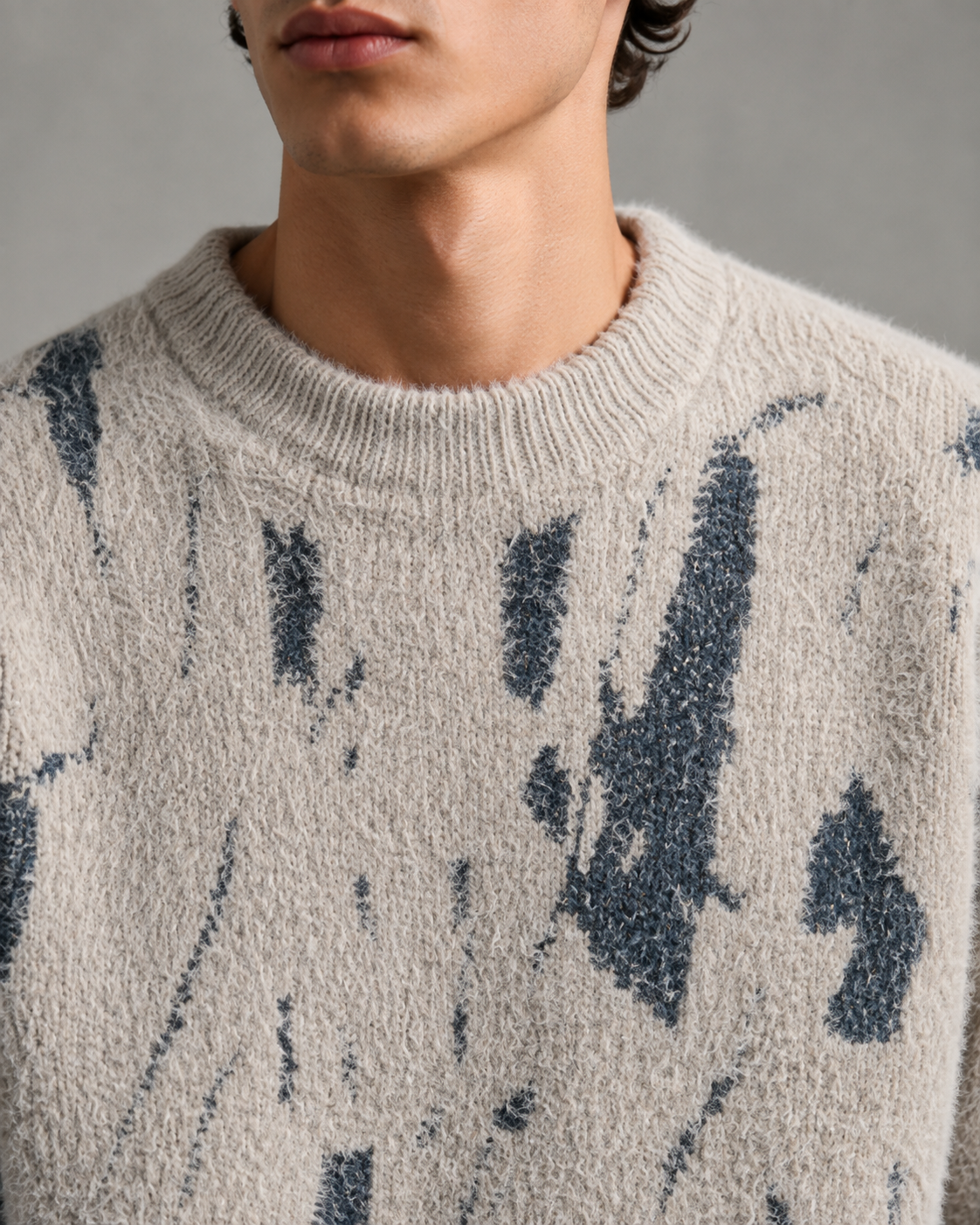 Side view showing the sweater's comfortable relaxed silhouette