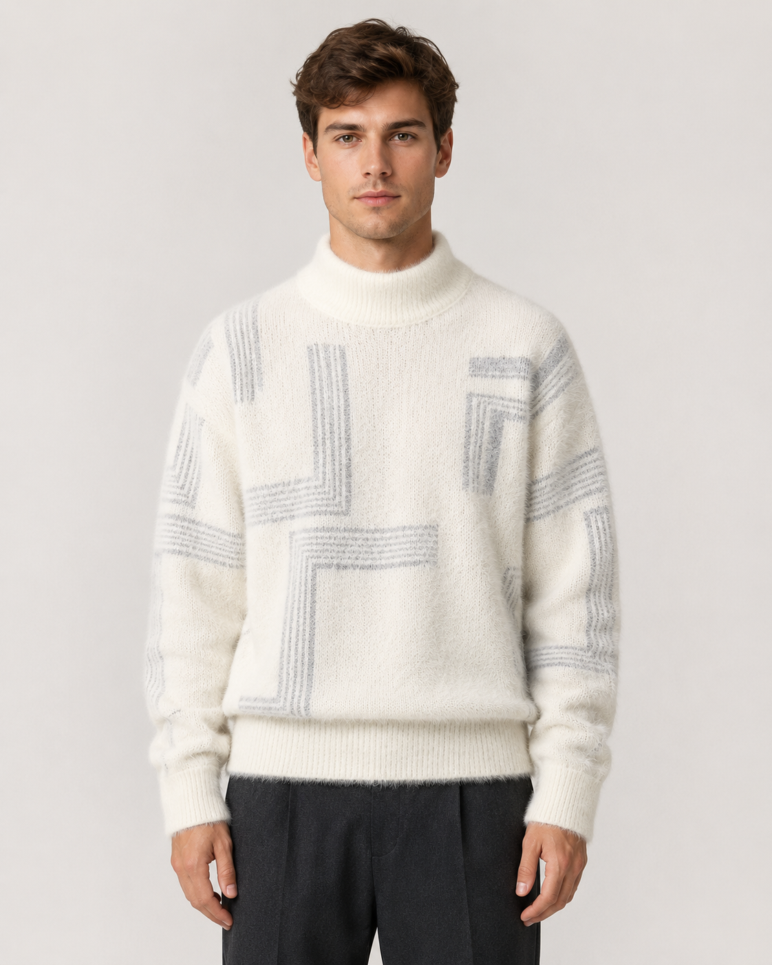 Men's Brushed Knit Funnel Neck Sweater