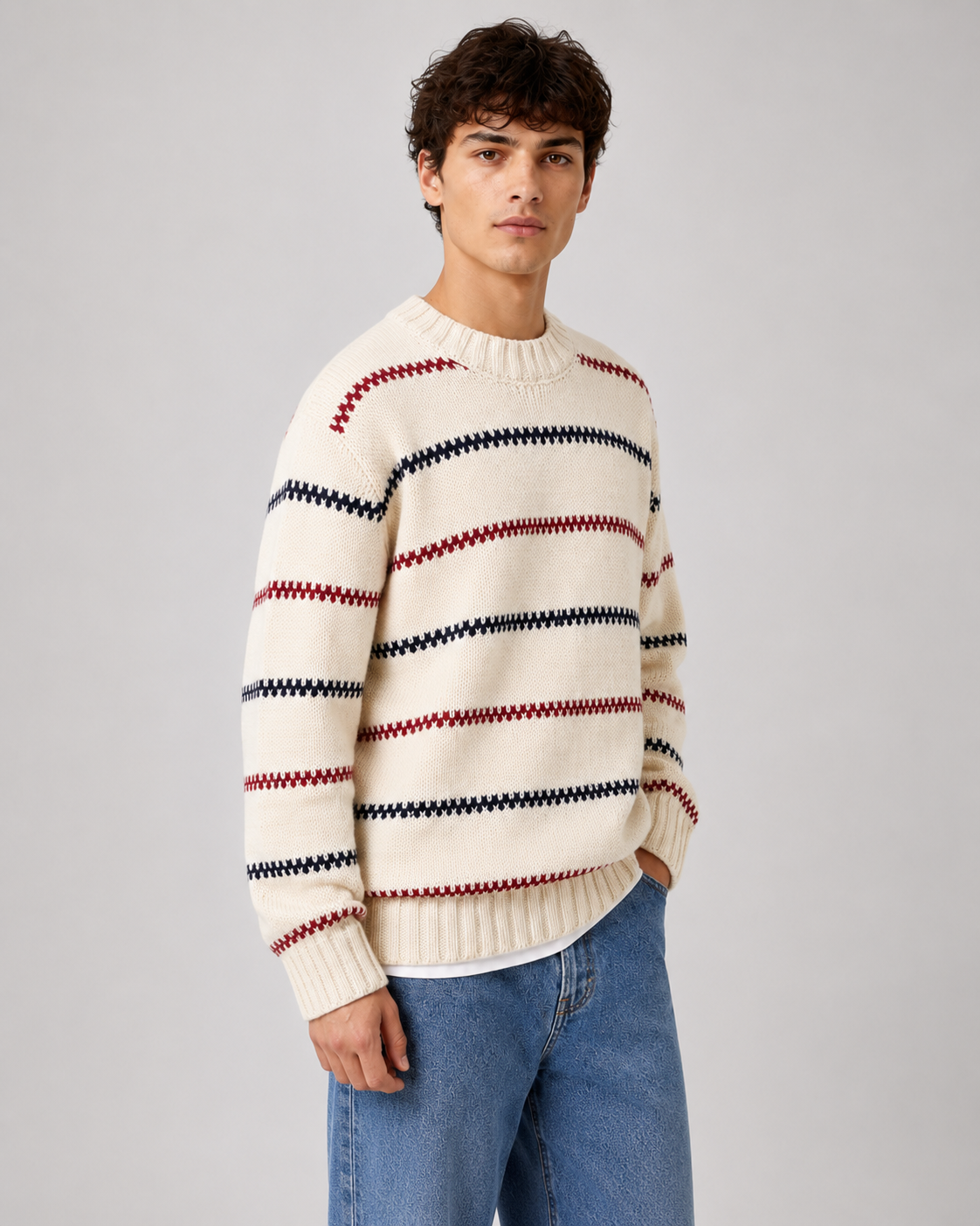 Relaxed-fit knit sweater styled for everyday wear