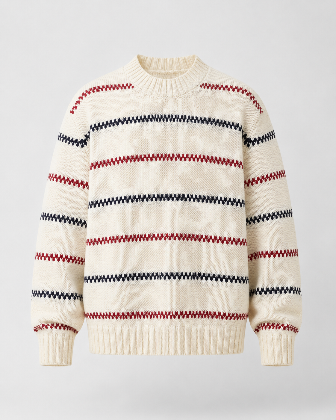 Men's Striped Knit Sweater Relaxed Crew Neck