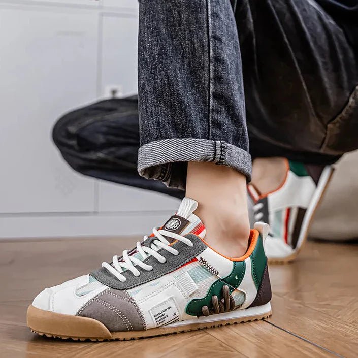 Men's trail sneaker viewed from above with a supportive lace-up design