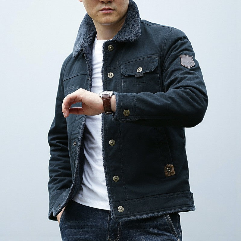Men's Sherpa-Lined Cotton-Look Winter Jacket