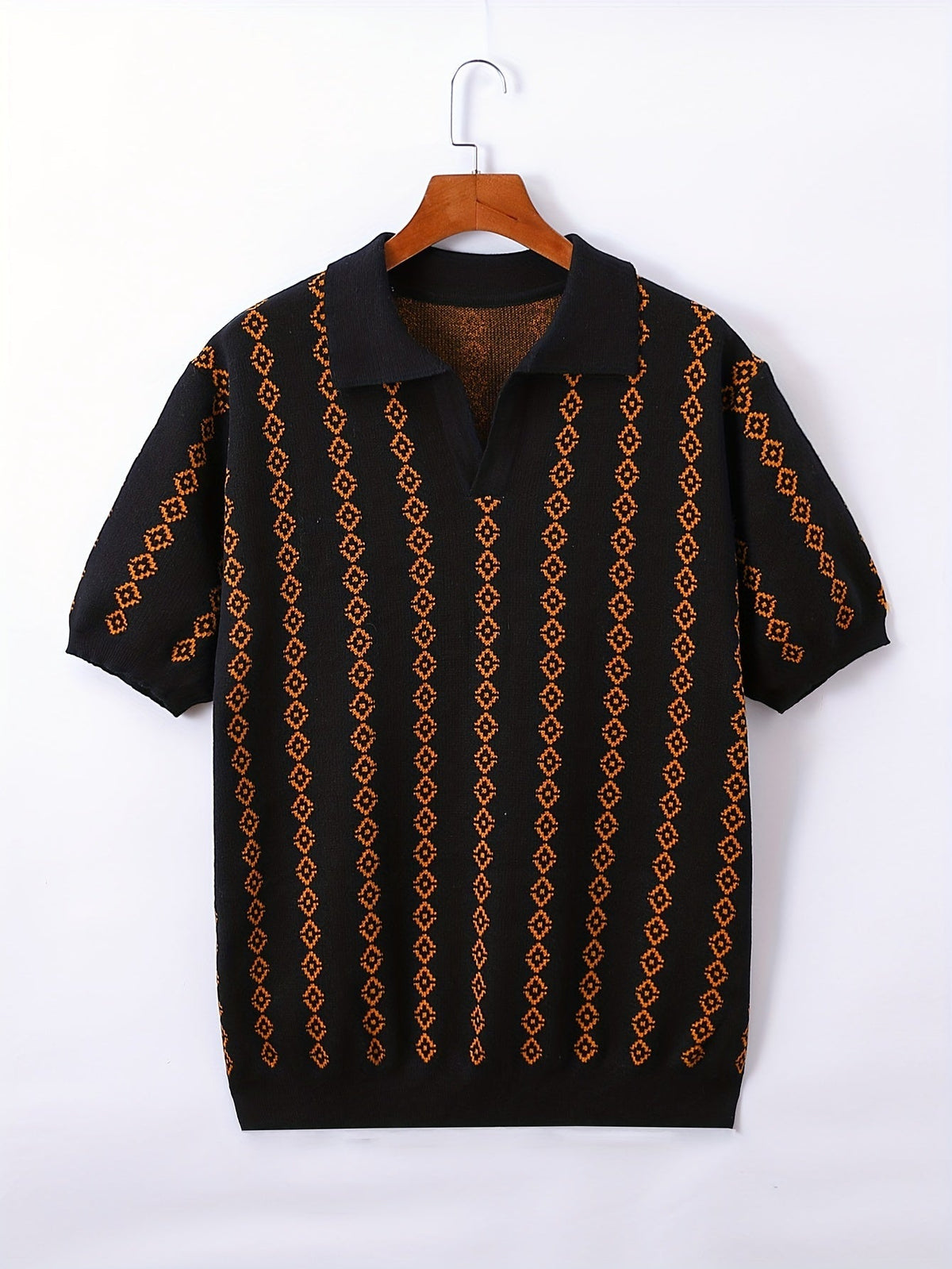 Men's longline knit sweater shown from the back
