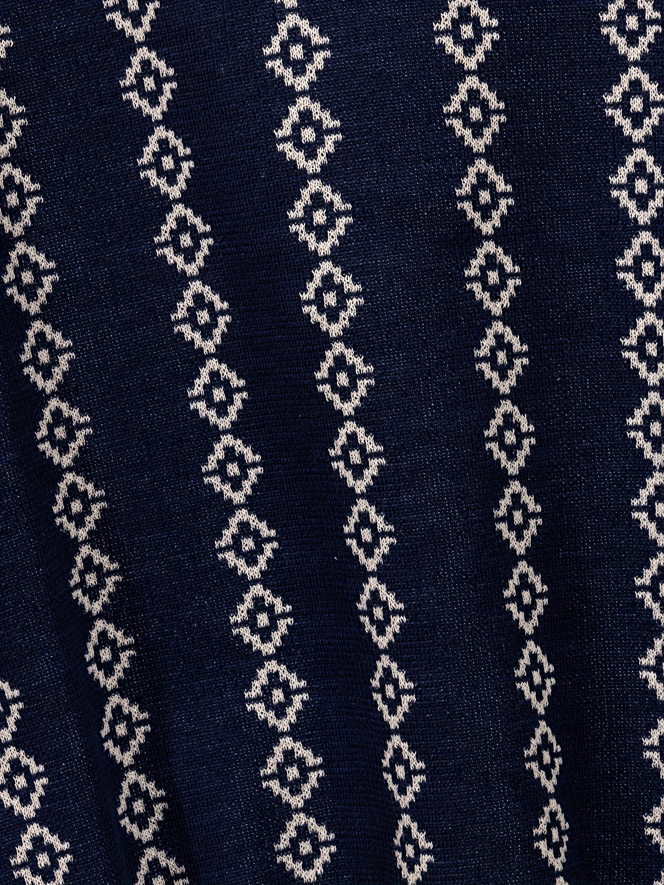 Detailed view of the sweater's neckline and shoulders