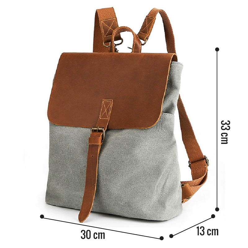 Vintage square backpack displayed upright in a clean studio setting