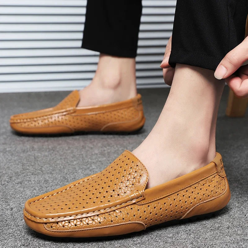 Men's everyday loafers presented as comfortable dress footwear
