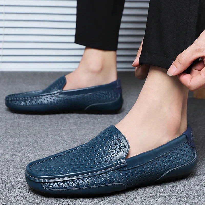 Back view of men's loafers showing the heel and refined profile