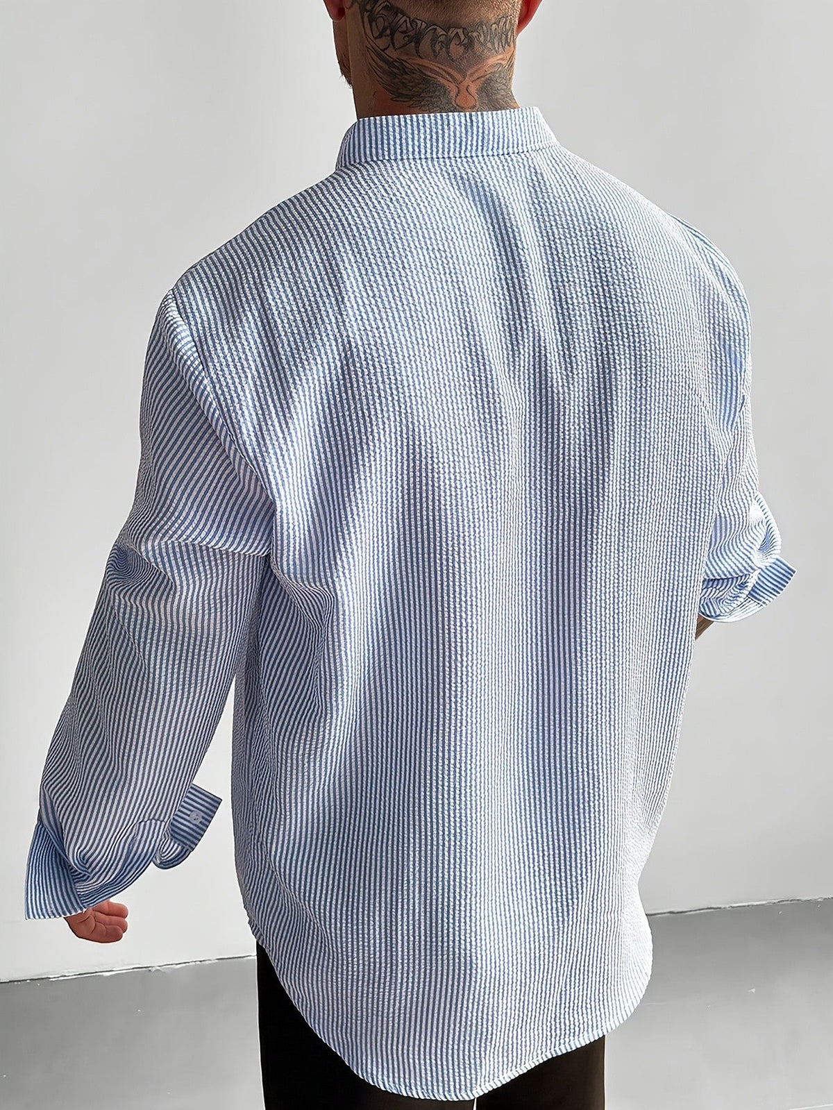 Close-up view of the seersucker stripe texture