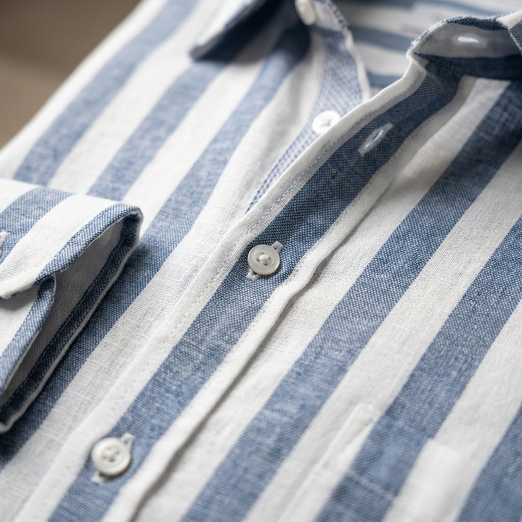 Men's lightweight striped shirt for casual seasonal styling