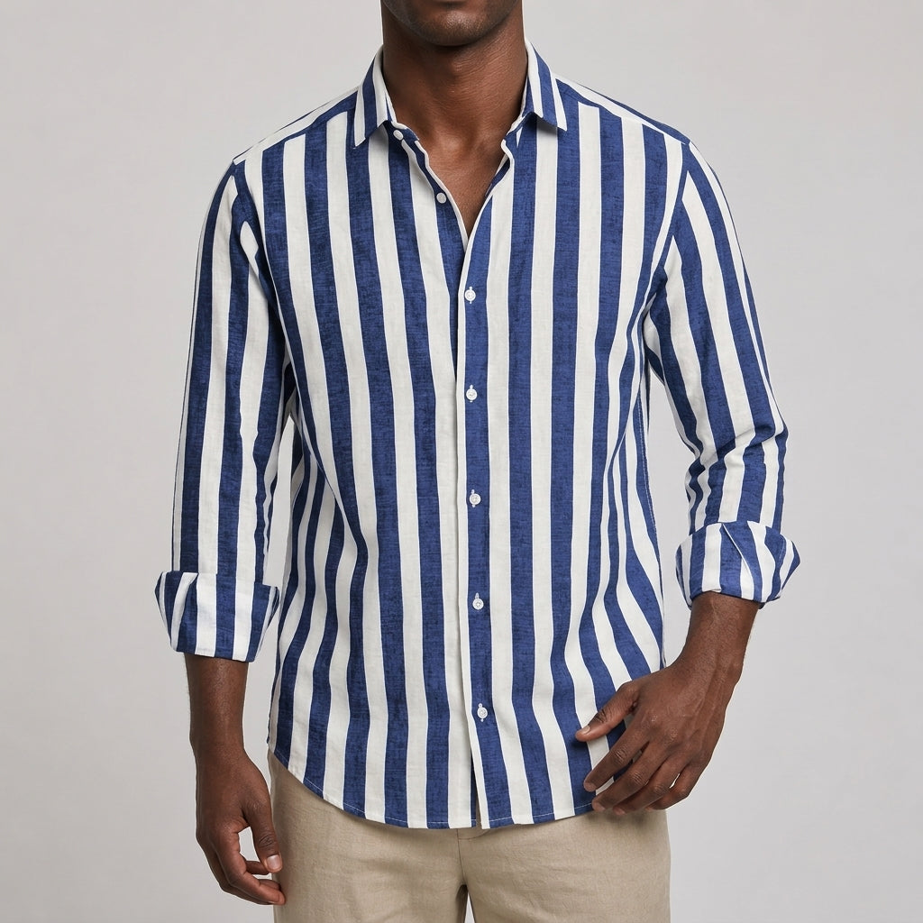 Men's casual striped shirt styled for summer days