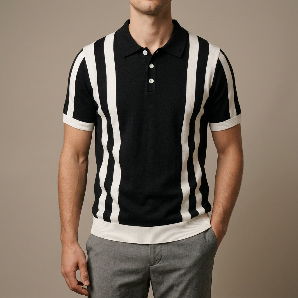 Men's Striped Cotton Polo Shirt