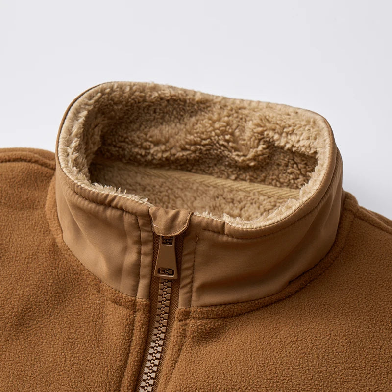 Men’s Fleece Hunting Jacket Warm Polar Hoodie Multi-Pocket