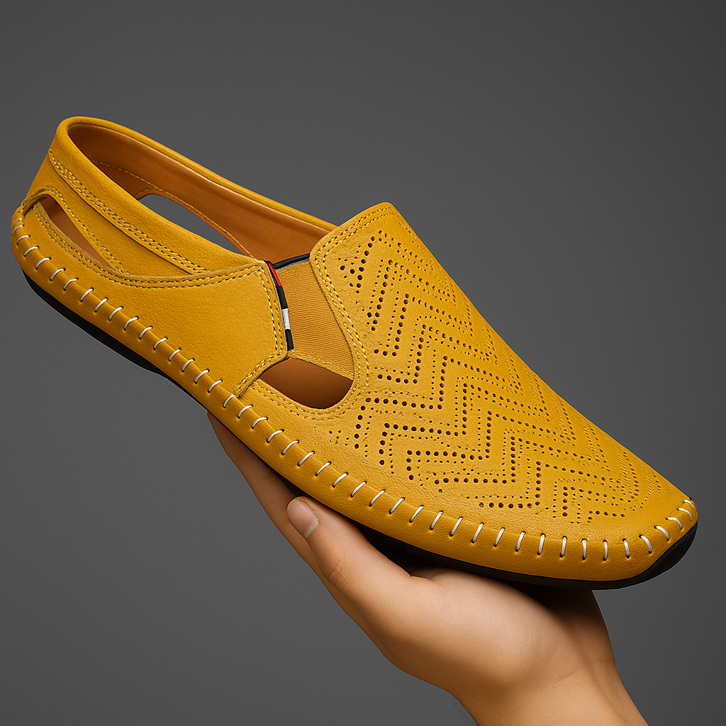 Men's leather sandals styled for warm-weather wear