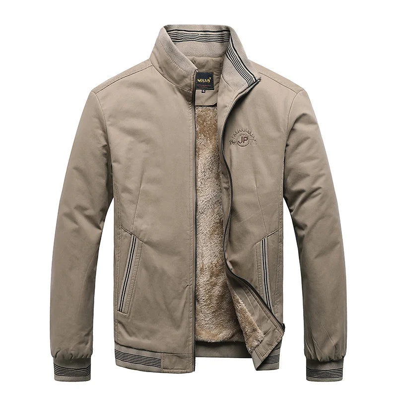 Men Cotton Casual Solid Vintage Jacket Autumn Winter