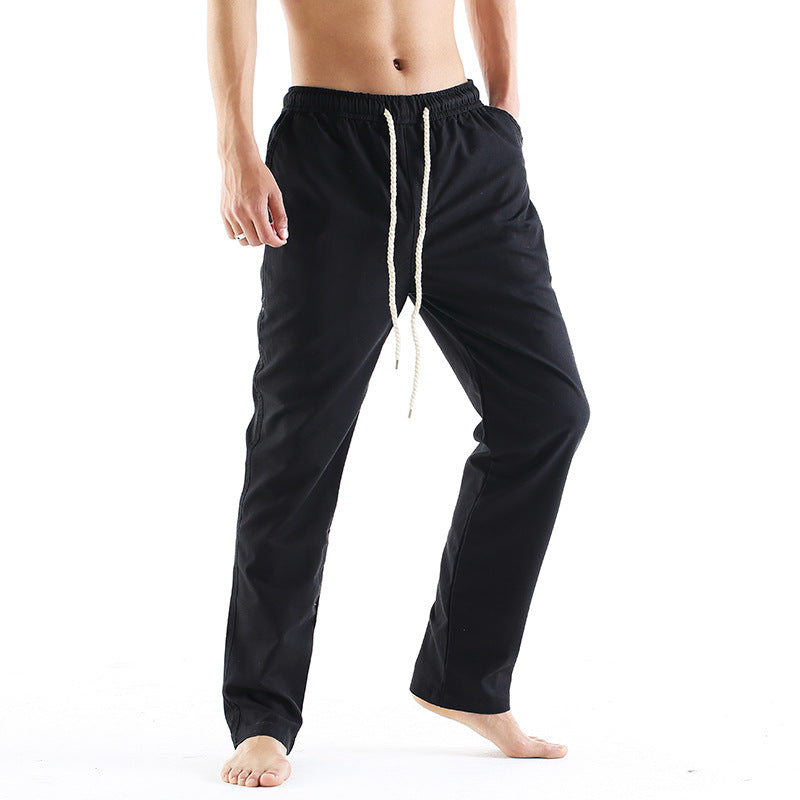 Men's Linen-Style Pants With Relaxed Straight-Leg Fit