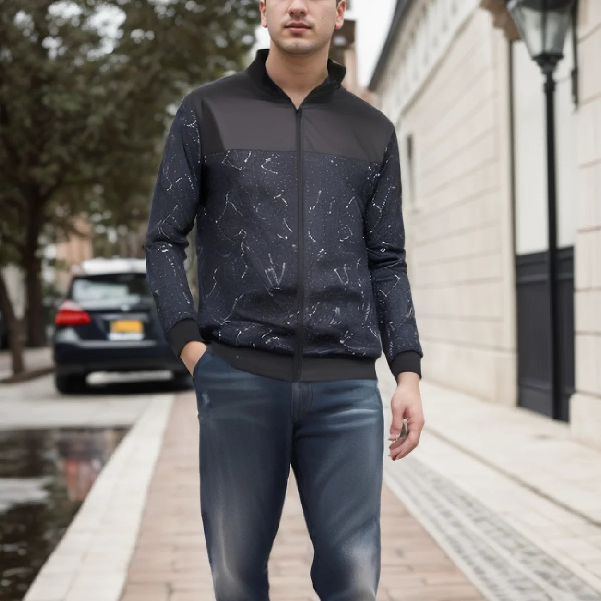 Men's Baseball Collar Lightweight Loose Jacket Solid Color