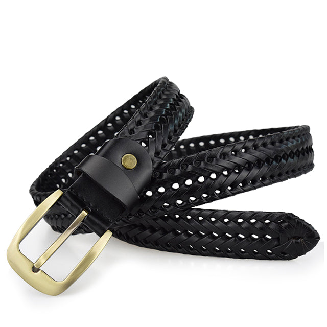 Braided Leather Belt Black