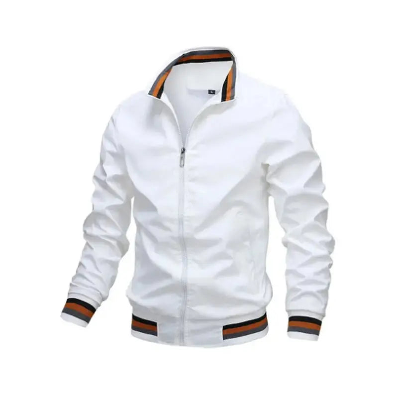 Men Waterproof Lightweight Bomber Windbreaker Jacket White