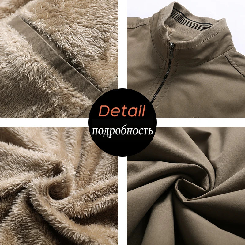 Men Cotton Casual Solid Vintage Jacket Autumn Winter