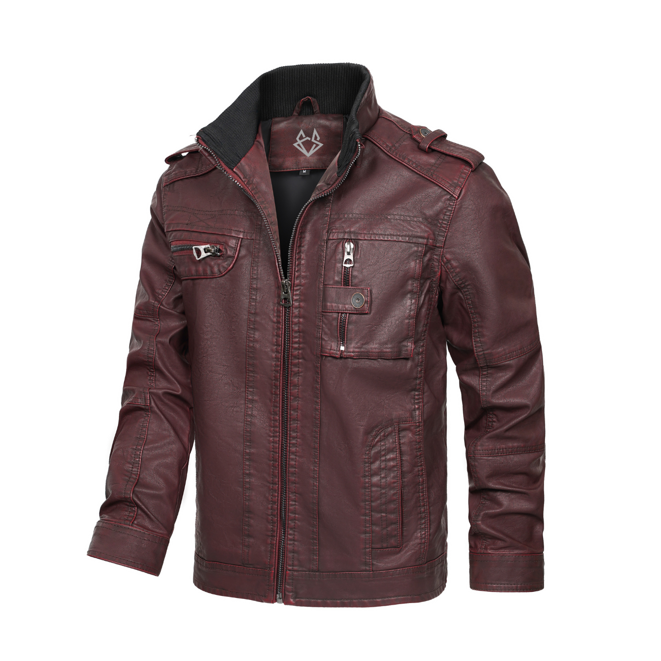 Burgundy PU Leather Jacket