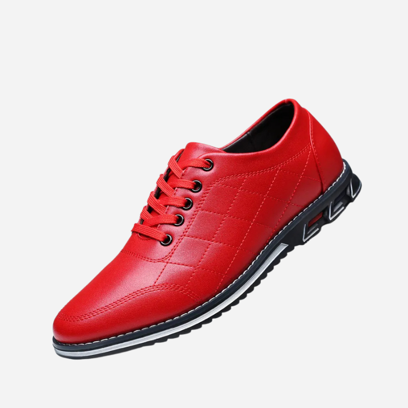 Close-up view of men's dress shoe detailing