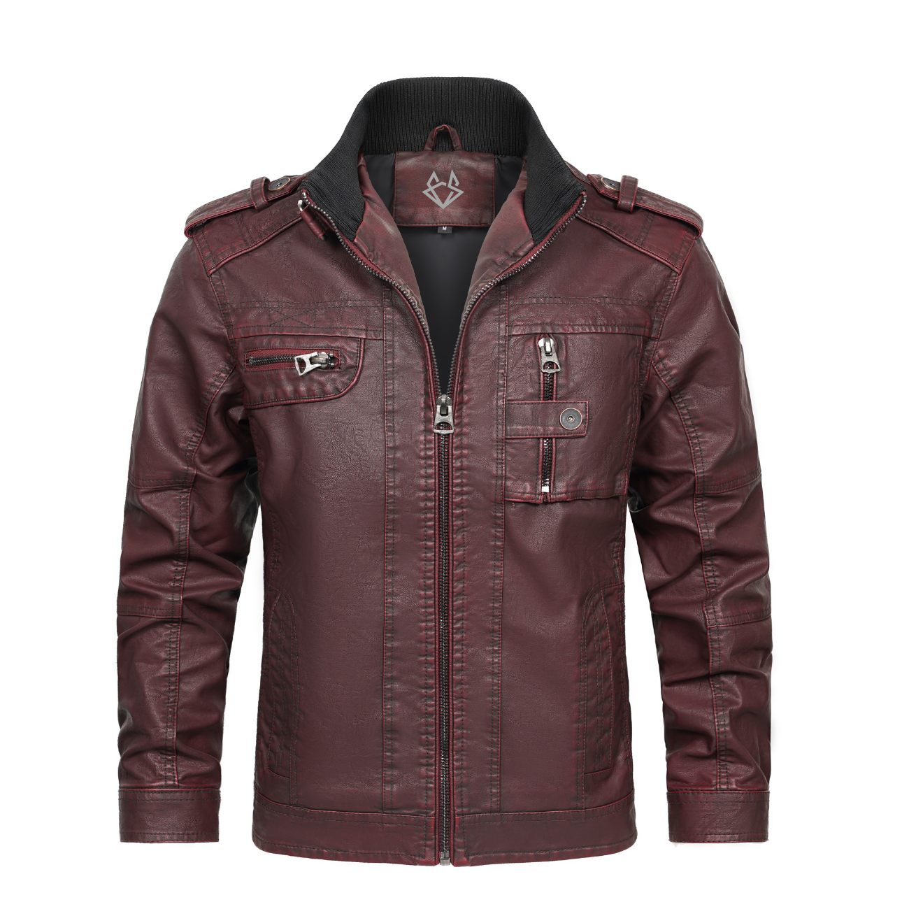 Burgundy PU Leather Jacket