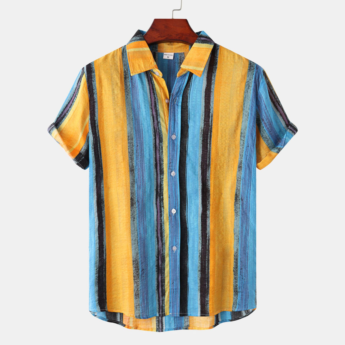 Men's Striped Print Short Sleeve Shirt