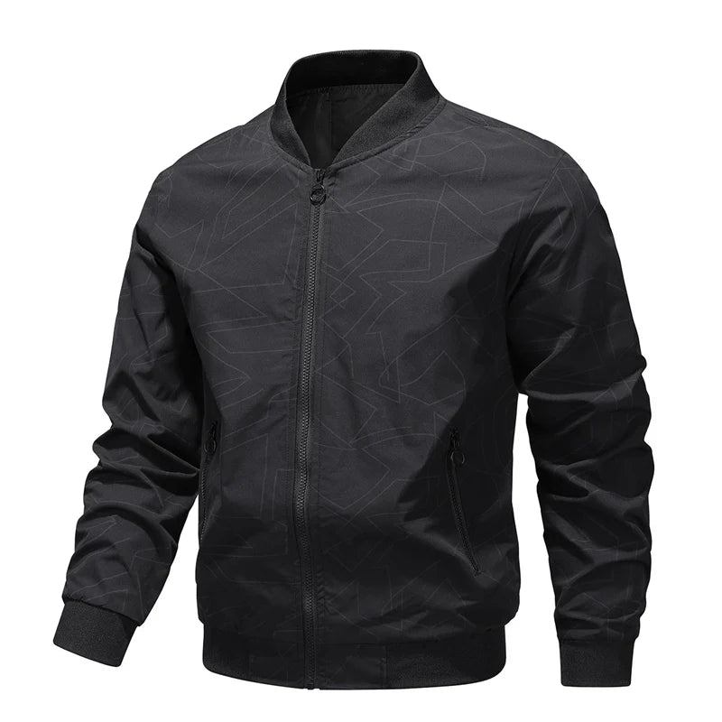 Men's Baseball Collar Lightweight Loose Jacket Solid Color
