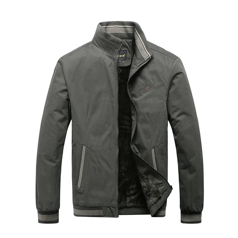 Men Cotton Casual Solid Vintage Jacket Autumn Winter