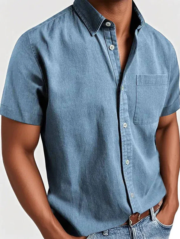 Men's short-sleeve polo shirt with a classic collar and chest pocket