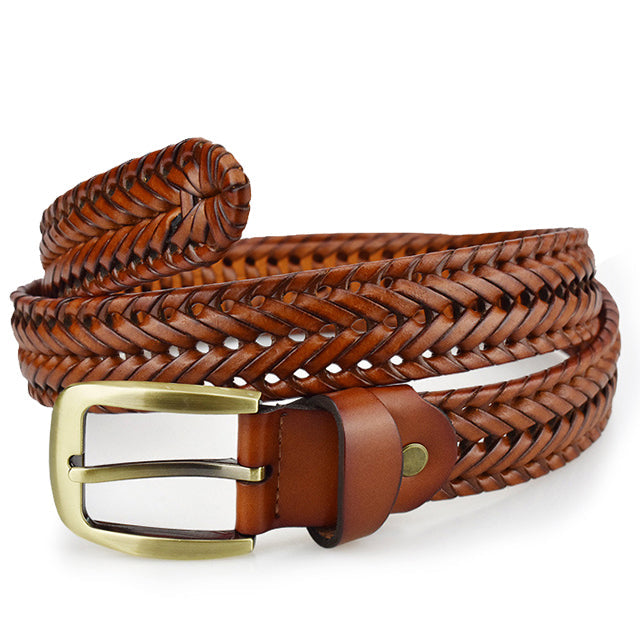 Braided Leather Belt Saddlebrown