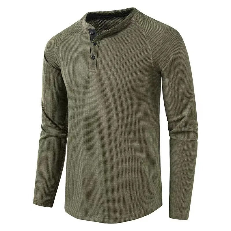 Long Sleeve Button Neck Shirt