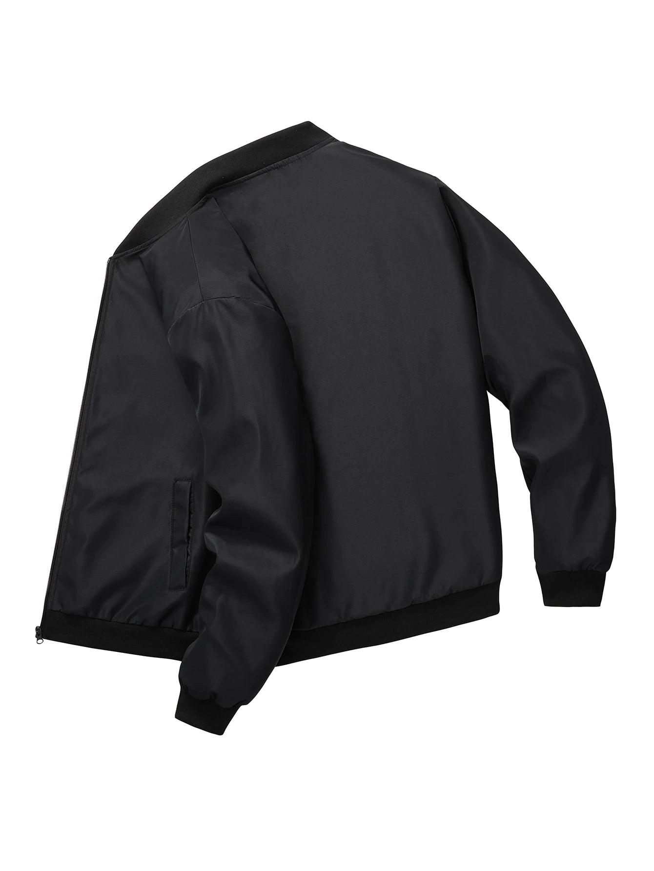 Men's Baseball Collar Lightweight Loose Jacket Solid Color
