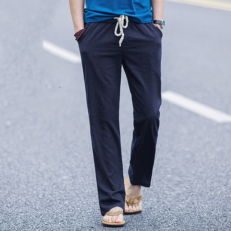 Men's linen-style pants with a relaxed straight-leg fit