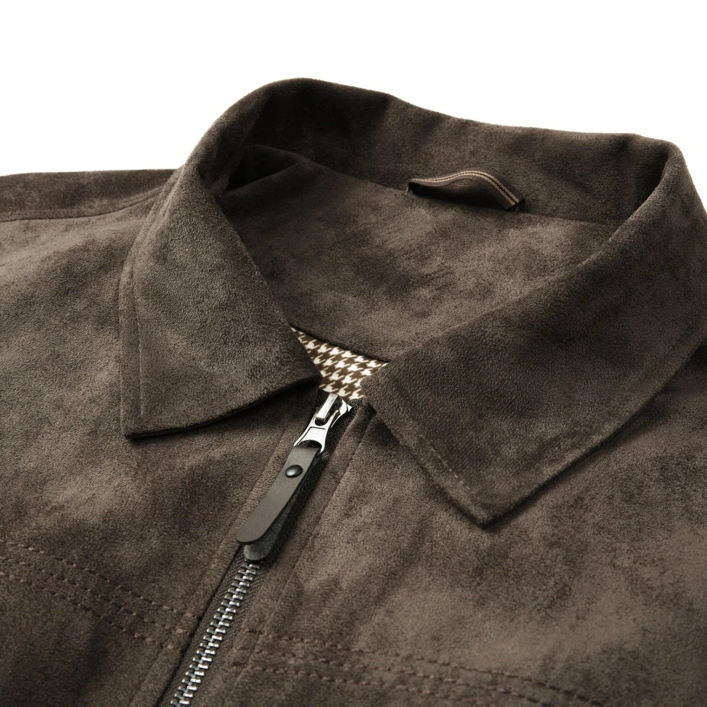 Men's Cropped Boxy Faux Suede Coach Jacket Brown