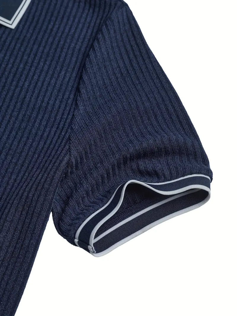 Men's polo shirt sleeve and contrast trim detail
