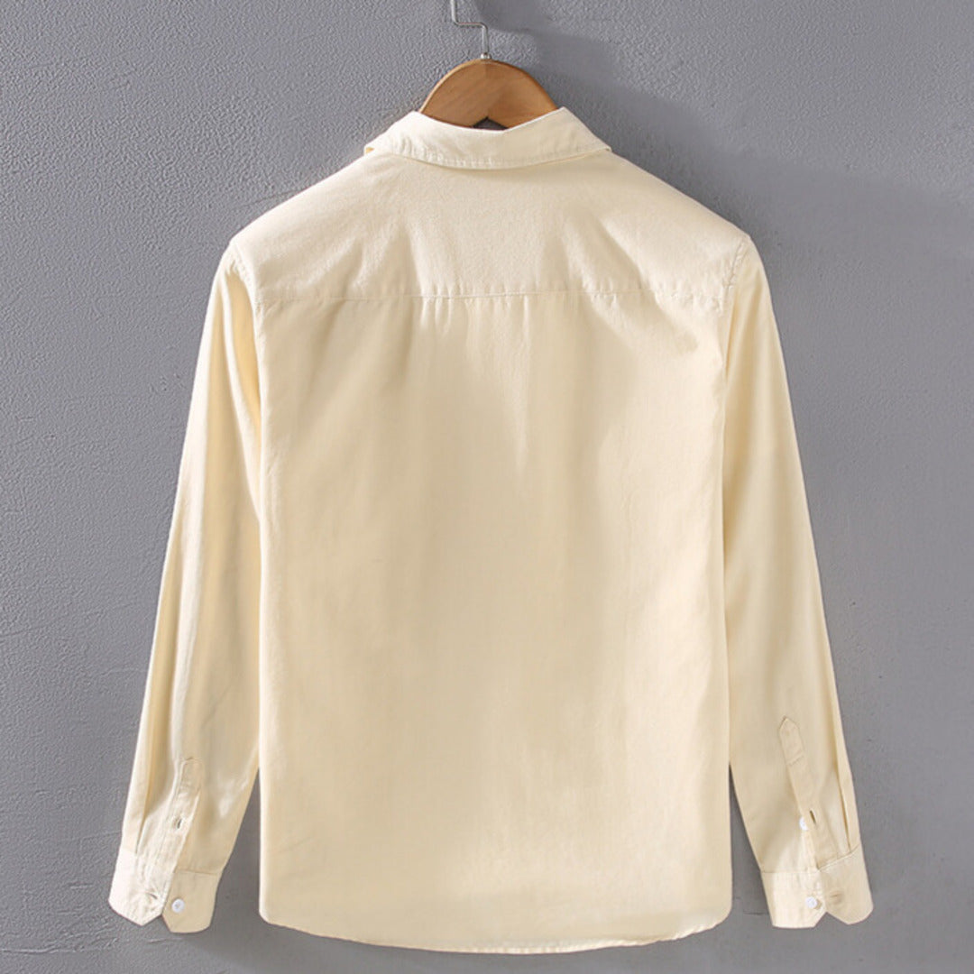 Men's structured overshirt presented as a polished layering piece