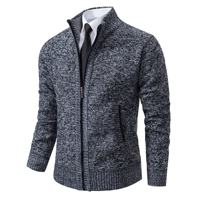 Men's Fleece Stand Collar Zipper Cardigan Sports Coat